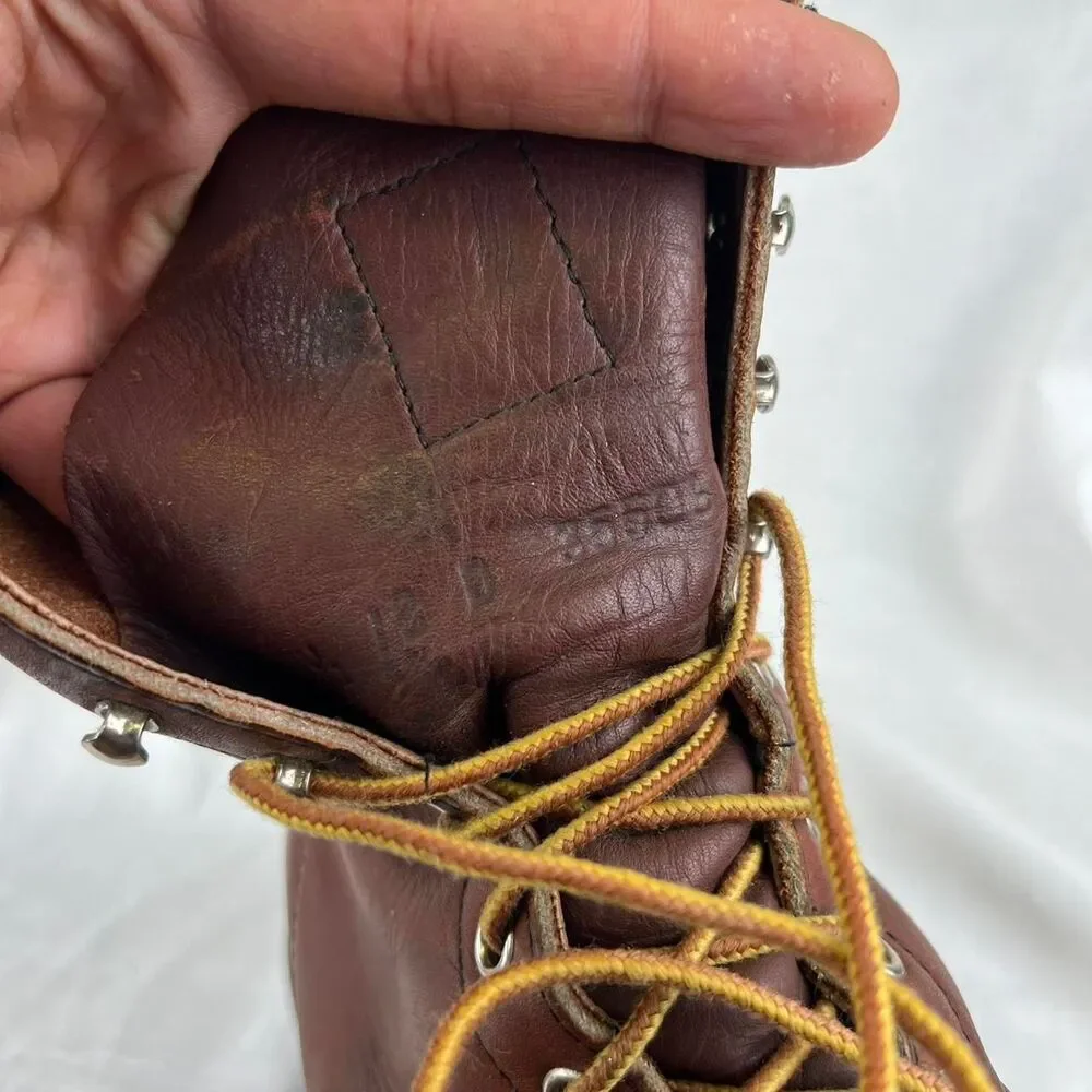 Vintage Red Wing Brown Leather Lace Up Boots With a Chunky Sole Size 12 D